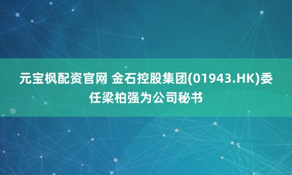 元宝枫配资官网 金石控股集团(01943.HK)委任梁柏强为公司秘书